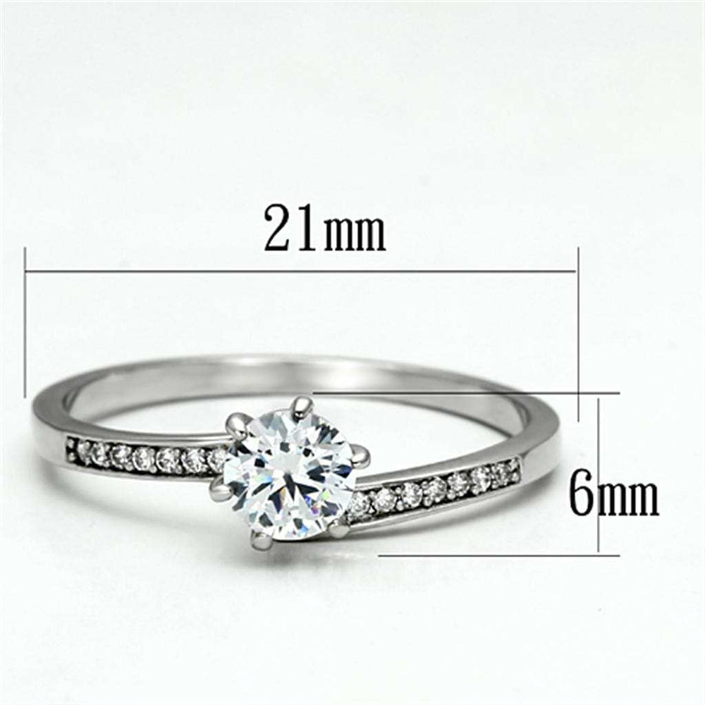 TS084 - Rhodium 925 Sterling Silver Ring with AAA Grade CZ in Clear - Alamode - Flyclothing LLC