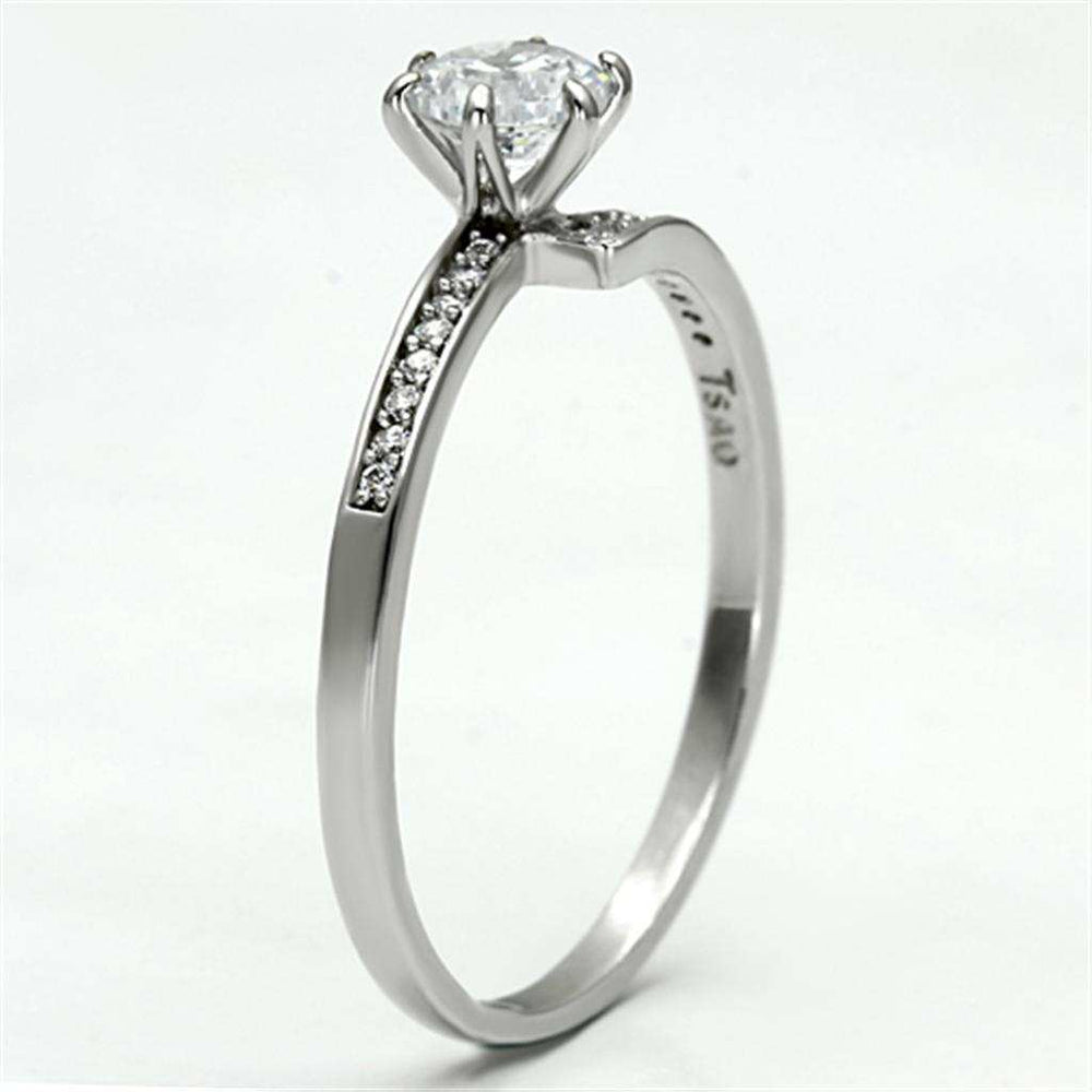 TS084 - Rhodium 925 Sterling Silver Ring with AAA Grade CZ in Clear - Alamode - Flyclothing LLC