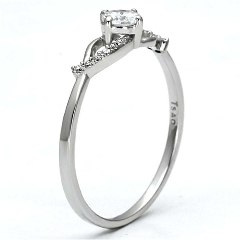 TS085 - Rhodium 925 Sterling Silver Ring with AAA Grade CZ in Clear - Alamode - Flyclothing LLC