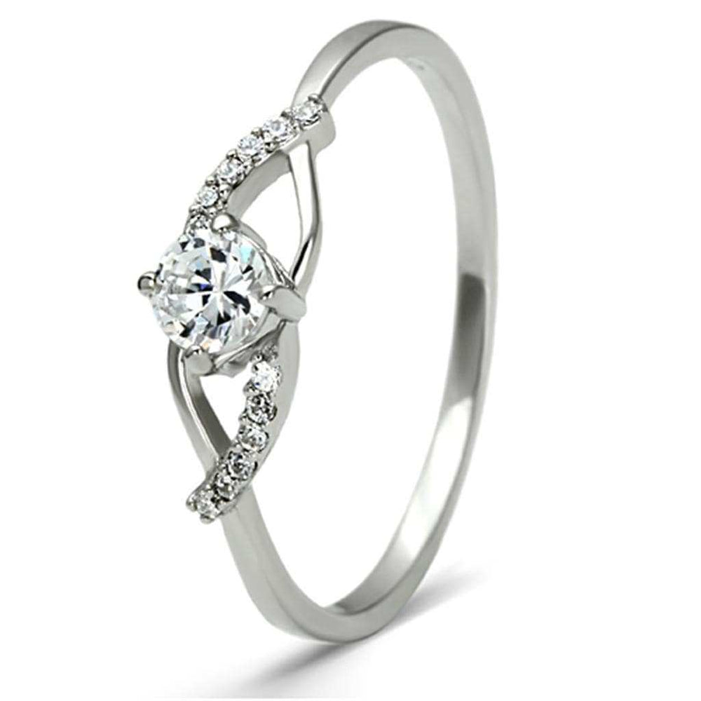 TS085 - Rhodium 925 Sterling Silver Ring with AAA Grade CZ in Clear - Alamode - Flyclothing LLC