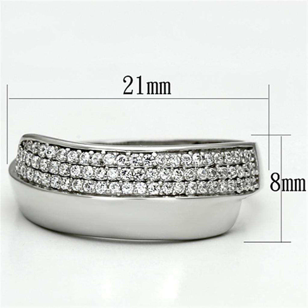 TS089 - Rhodium 925 Sterling Silver Ring with AAA Grade CZ in Clear - Alamode - Flyclothing LLC