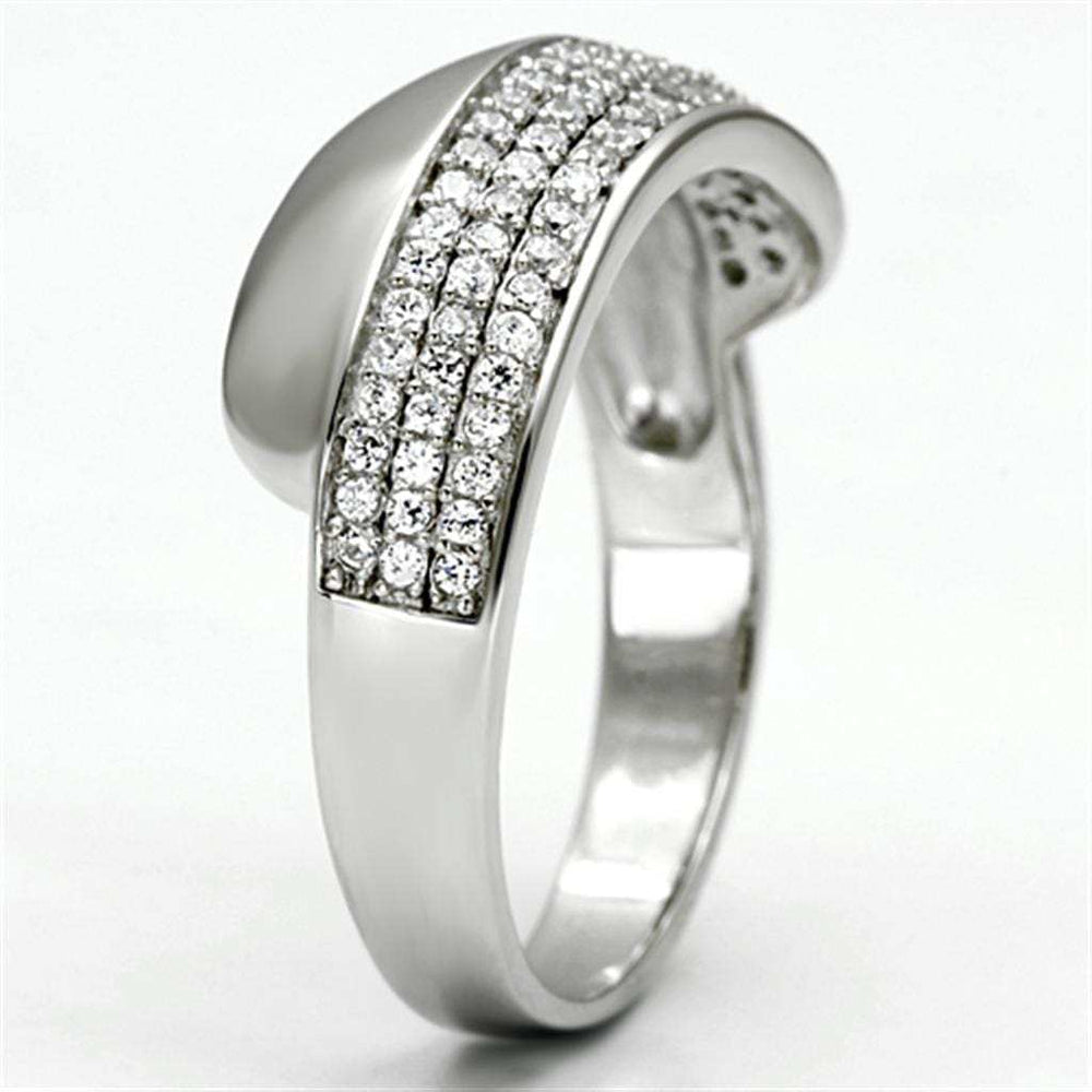 TS089 - Rhodium 925 Sterling Silver Ring with AAA Grade CZ in Clear - Alamode - Flyclothing LLC