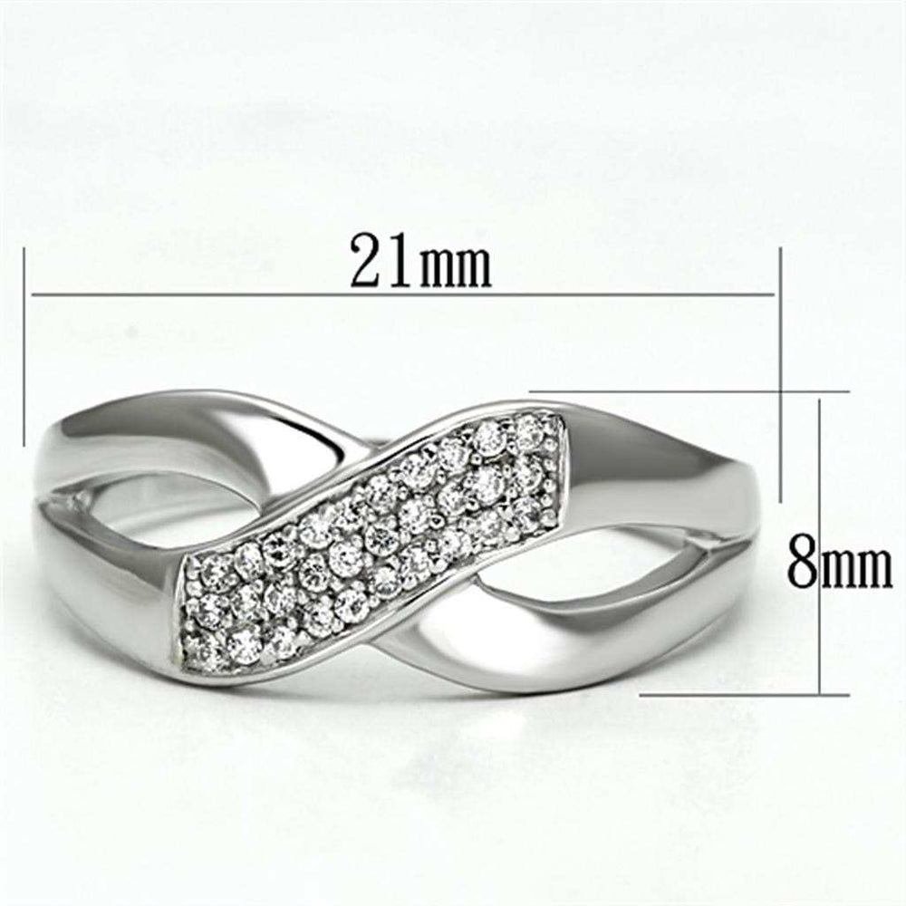 TS090 - Rhodium 925 Sterling Silver Ring with AAA Grade CZ in Clear - Alamode - Flyclothing LLC