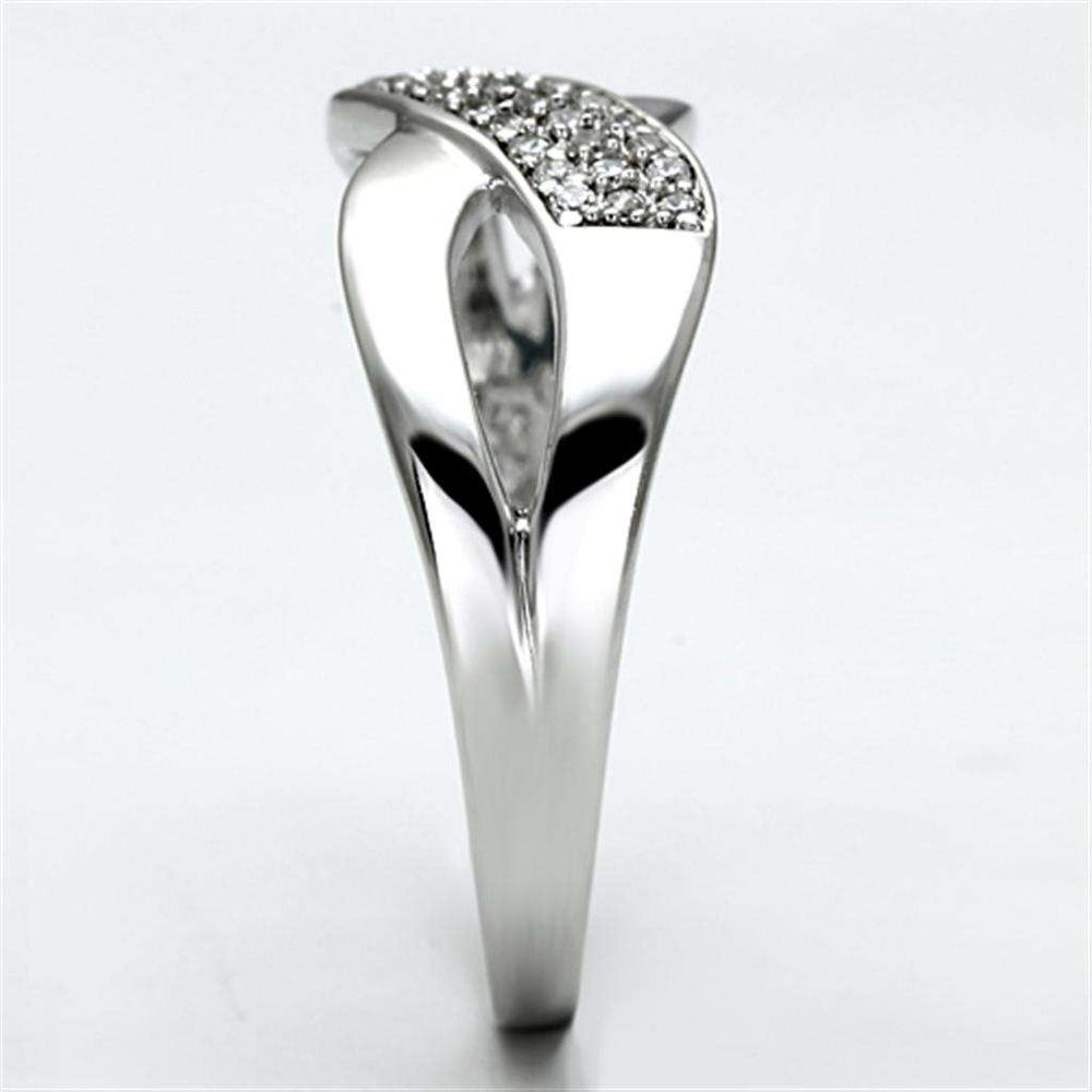 TS090 - Rhodium 925 Sterling Silver Ring with AAA Grade CZ in Clear - Alamode - Flyclothing LLC