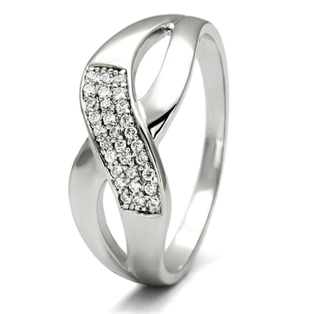 TS090 - Rhodium 925 Sterling Silver Ring with AAA Grade CZ in Clear - Alamode - Flyclothing LLC