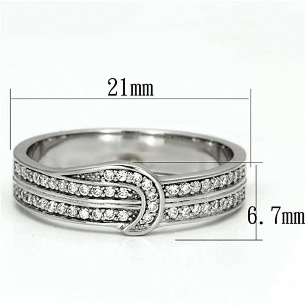 TS091 - Rhodium 925 Sterling Silver Ring with AAA Grade CZ in Clear - Alamode - Flyclothing LLC