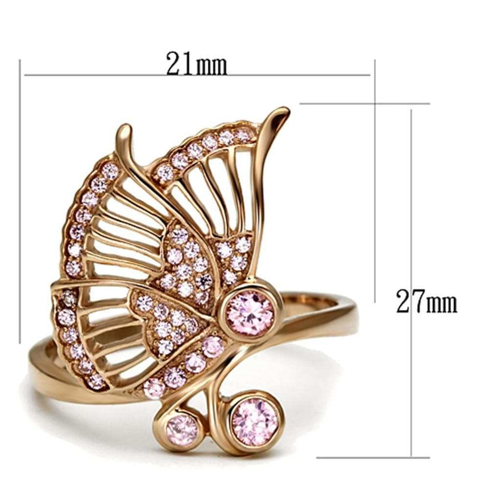 TS094 - Rose Gold 925 Sterling Silver Ring with AAA Grade CZ in Rose - Alamode - Flyclothing LLC