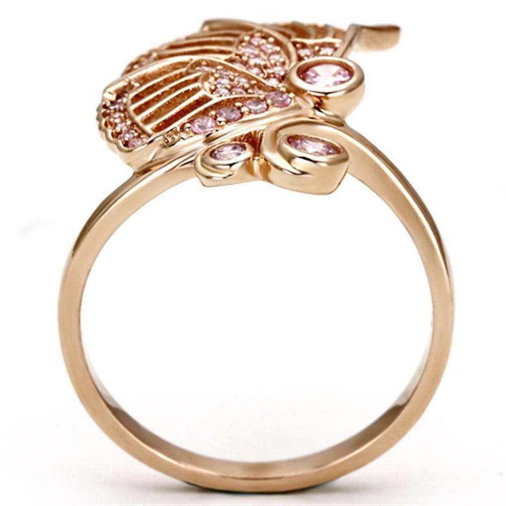 TS094 - Rose Gold 925 Sterling Silver Ring with AAA Grade CZ in Rose - Alamode - Flyclothing LLC