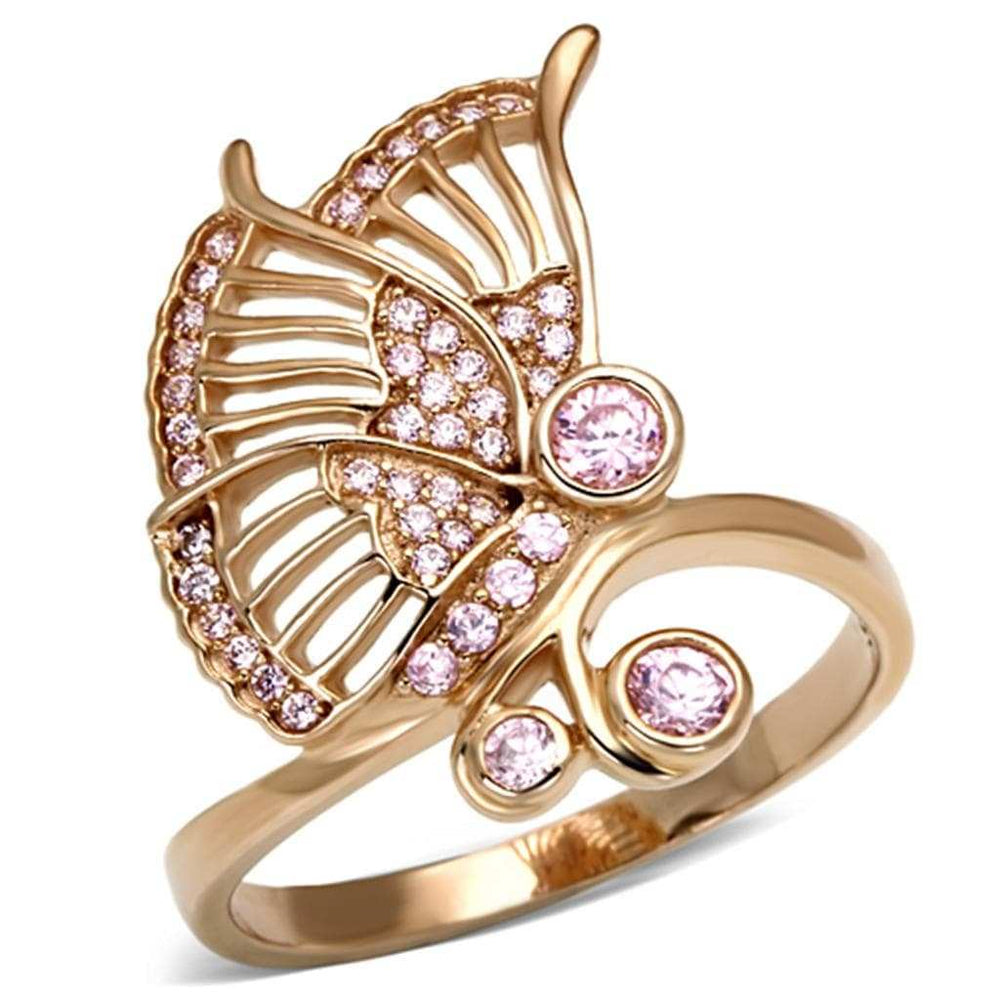 TS094 - Rose Gold 925 Sterling Silver Ring with AAA Grade CZ in Rose - Alamode - Flyclothing LLC