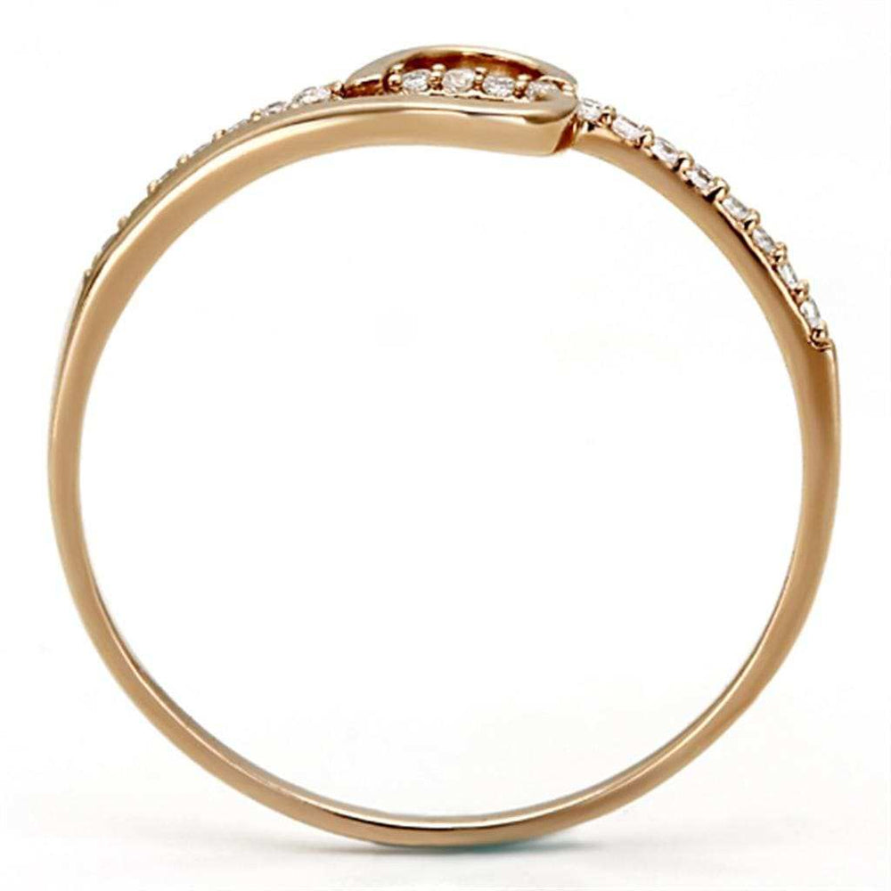 TS095 - Rose Gold 925 Sterling Silver Ring with AAA Grade CZ in Clear - Alamode - Flyclothing LLC