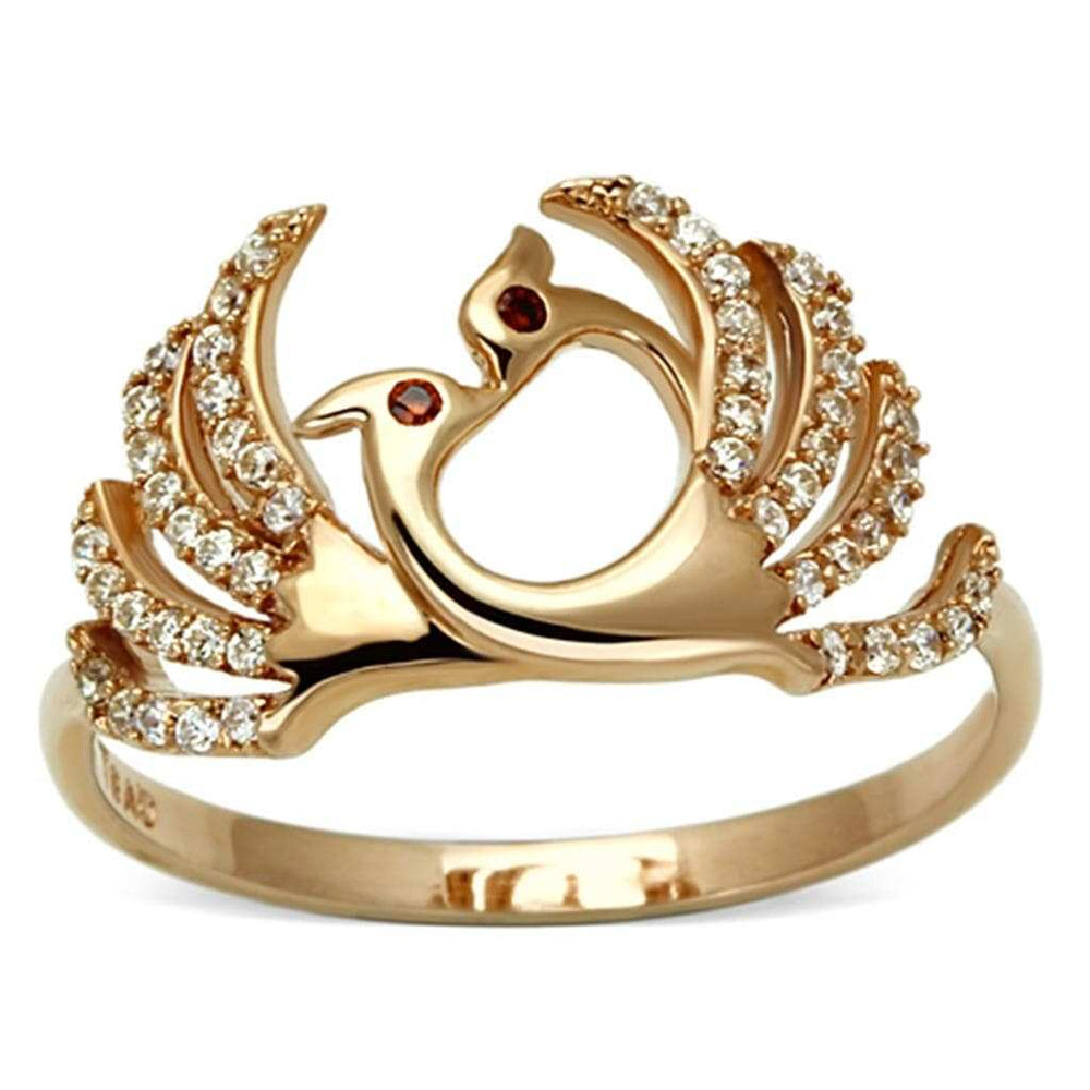 TS097 - Rose Gold 925 Sterling Silver Ring with AAA Grade CZ in Garnet - Alamode - Flyclothing LLC