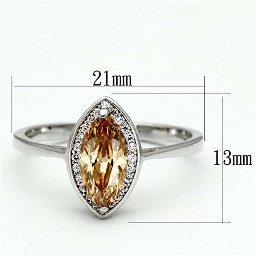 TS098 - Rhodium 925 Sterling Silver Ring with AAA Grade CZ in Champagne - Alamode - Flyclothing LLC