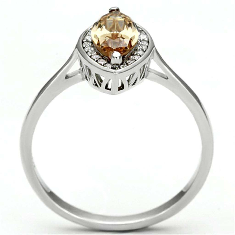 TS098 - Rhodium 925 Sterling Silver Ring with AAA Grade CZ in Champagne - Alamode - Flyclothing LLC