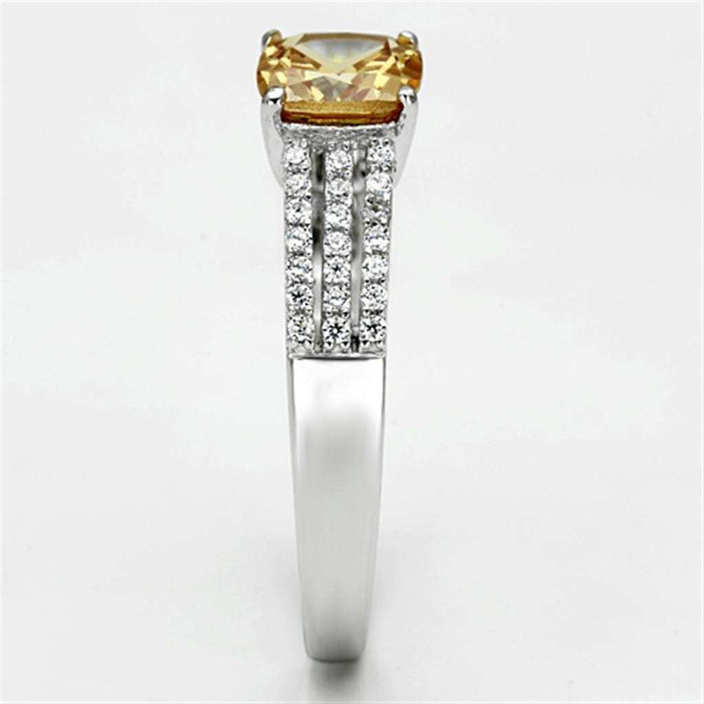 TS099 - Rhodium 925 Sterling Silver Ring with AAA Grade CZ in Champagne - Alamode - Flyclothing LLC