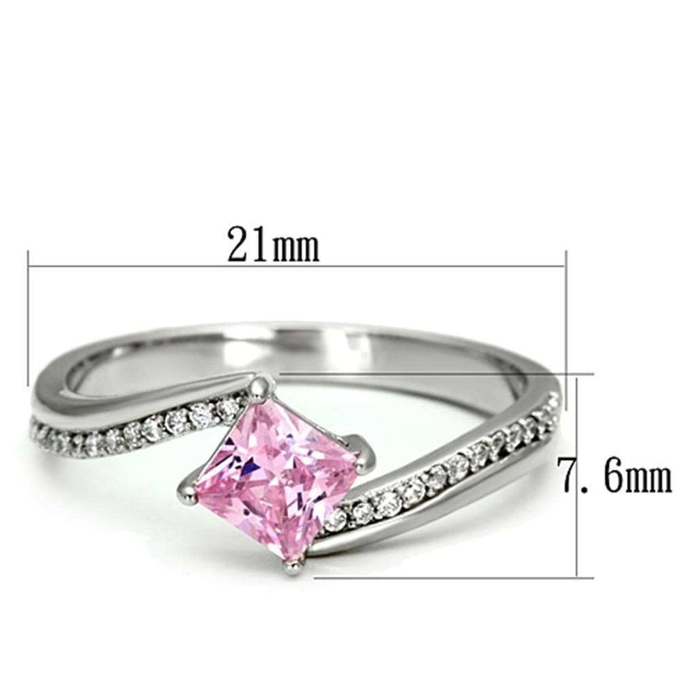 TS100 - Rhodium 925 Sterling Silver Ring with AAA Grade CZ in Rose - Alamode - Flyclothing LLC