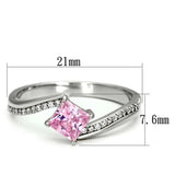 TS100 - Rhodium 925 Sterling Silver Ring with AAA Grade CZ in Rose - Alamode - Flyclothing LLC