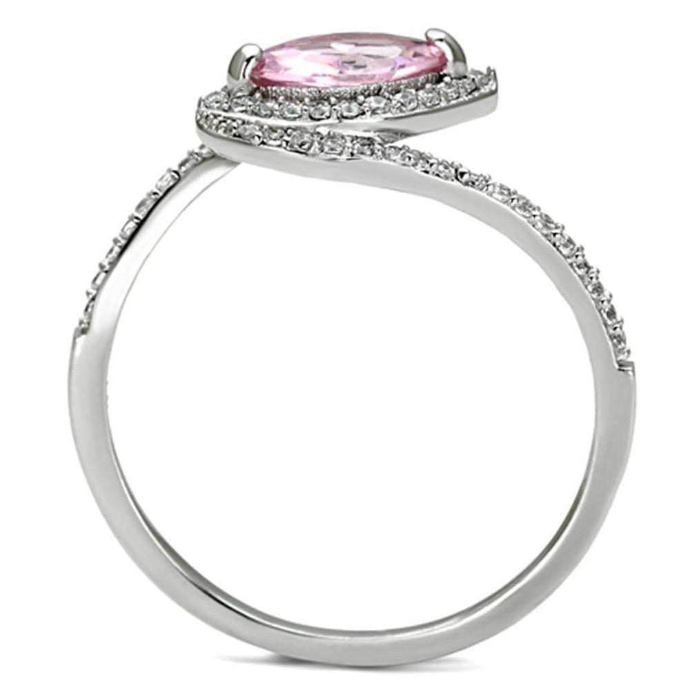 TS101 - Rhodium 925 Sterling Silver Ring with AAA Grade CZ in Rose - Alamode - Flyclothing LLC