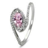 TS101 - Rhodium 925 Sterling Silver Ring with AAA Grade CZ in Rose - Alamode - Flyclothing LLC