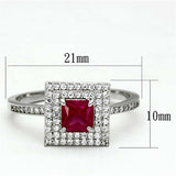 TS102 - Rhodium 925 Sterling Silver Ring with Synthetic Corundum in Ruby - Alamode - Flyclothing LLC