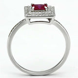 TS102 - Rhodium 925 Sterling Silver Ring with Synthetic Corundum in Ruby - Alamode - Flyclothing LLC