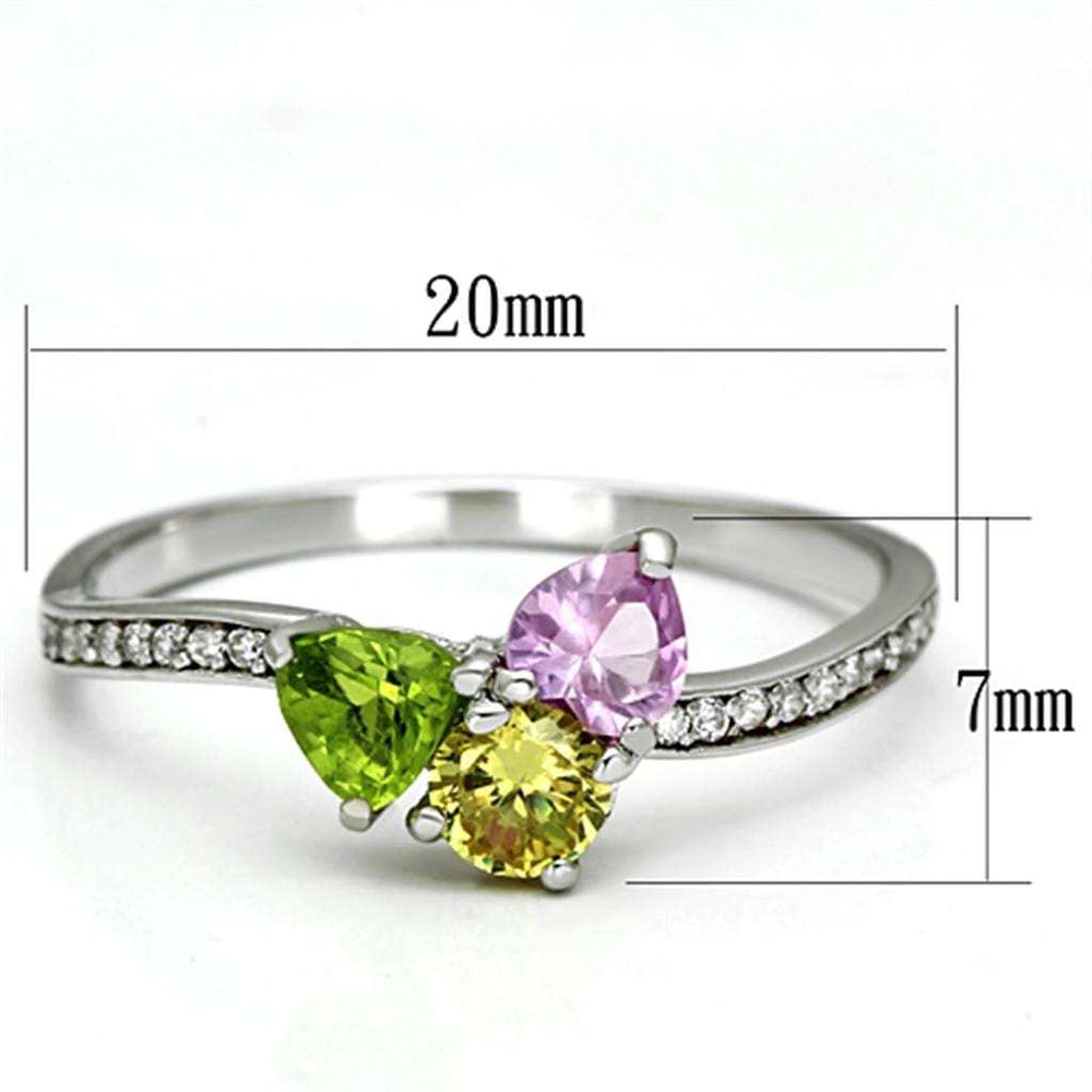 TS103 - Rhodium 925 Sterling Silver Ring with AAA Grade CZ in Multi Color - Alamode - Flyclothing LLC