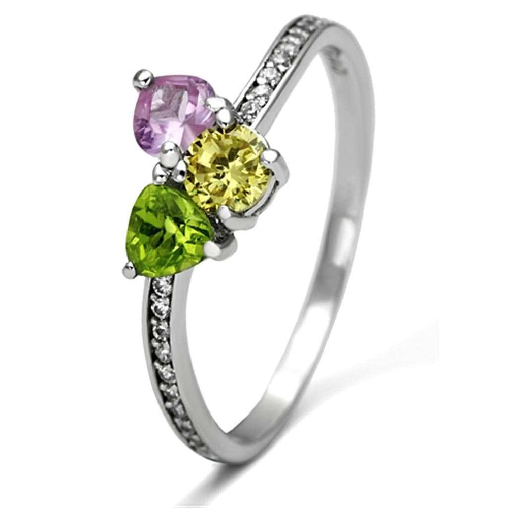 TS103 - Rhodium 925 Sterling Silver Ring with AAA Grade CZ in Multi Color - Alamode - Flyclothing LLC