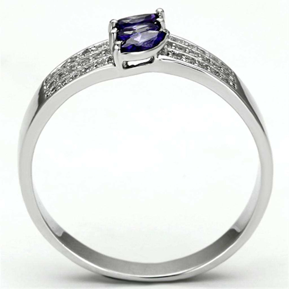 TS104 - Rhodium 925 Sterling Silver Ring with AAA Grade CZ in Amethyst - Alamode - Flyclothing LLC