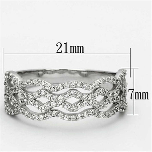 TS106 - Rhodium 925 Sterling Silver Ring with AAA Grade CZ in Clear - Alamode - Flyclothing LLC