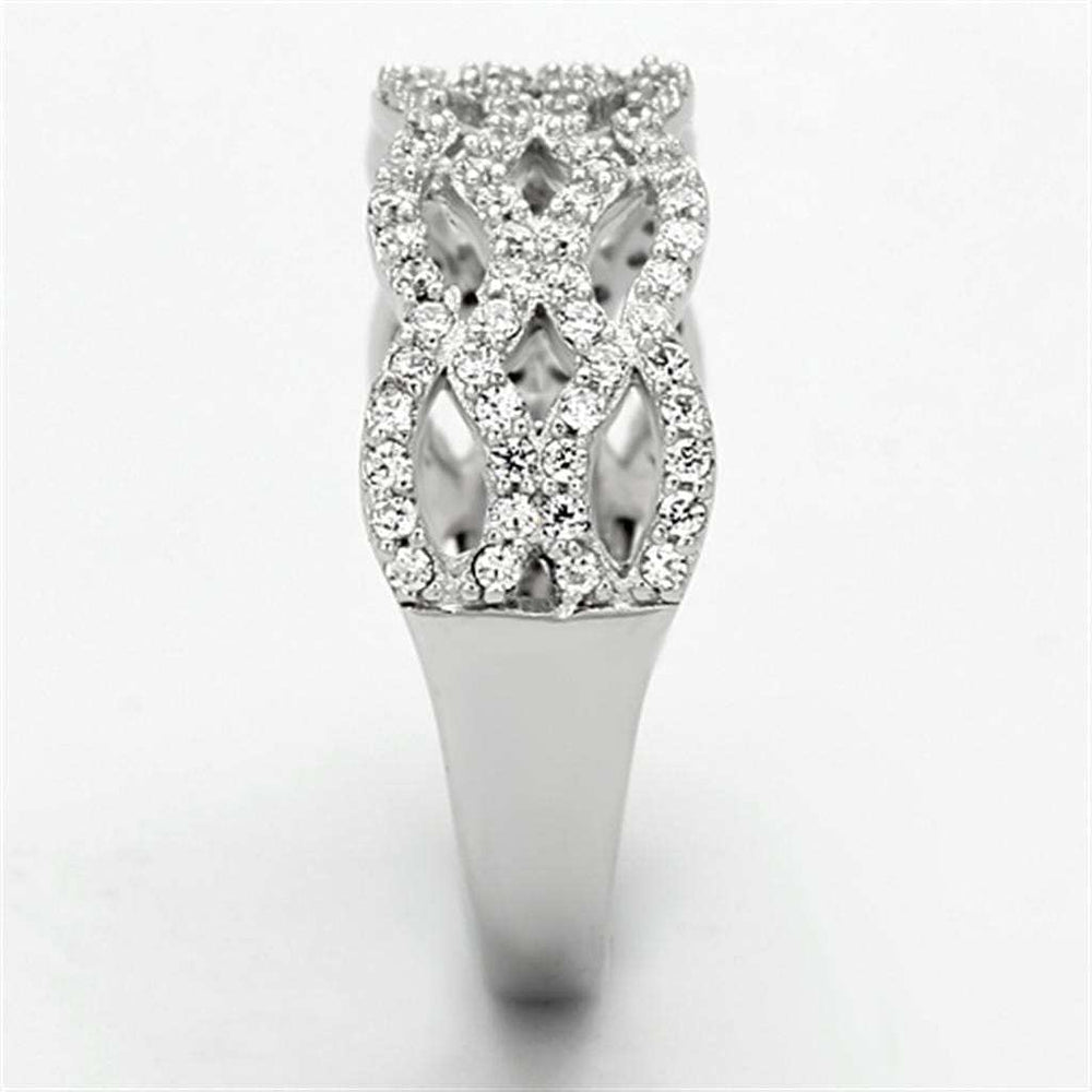 TS106 - Rhodium 925 Sterling Silver Ring with AAA Grade CZ in Clear - Alamode - Flyclothing LLC