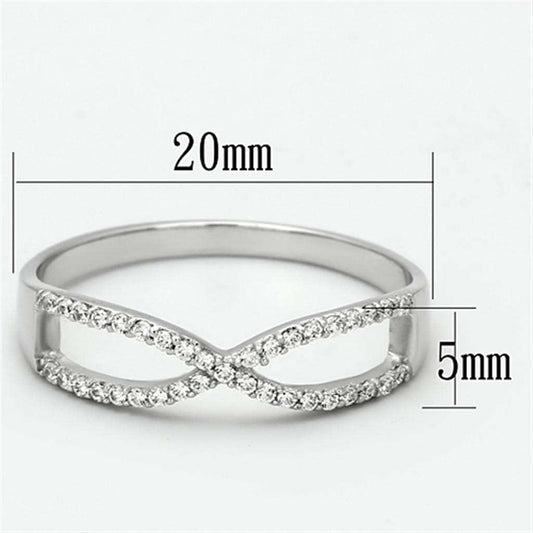 TS107 - Rhodium 925 Sterling Silver Ring with AAA Grade CZ in Clear - Alamode - Flyclothing LLC