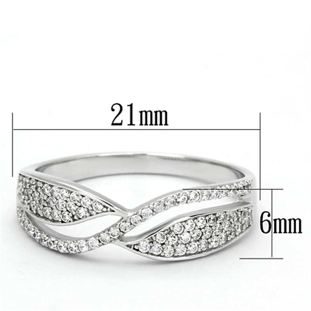 TS108 - Rhodium 925 Sterling Silver Ring with AAA Grade CZ in Clear - Alamode - Flyclothing LLC