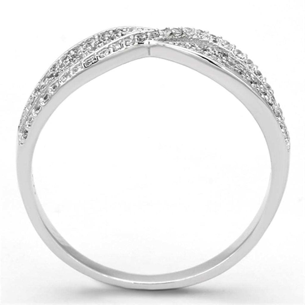 TS108 - Rhodium 925 Sterling Silver Ring with AAA Grade CZ in Clear - Alamode - Flyclothing LLC