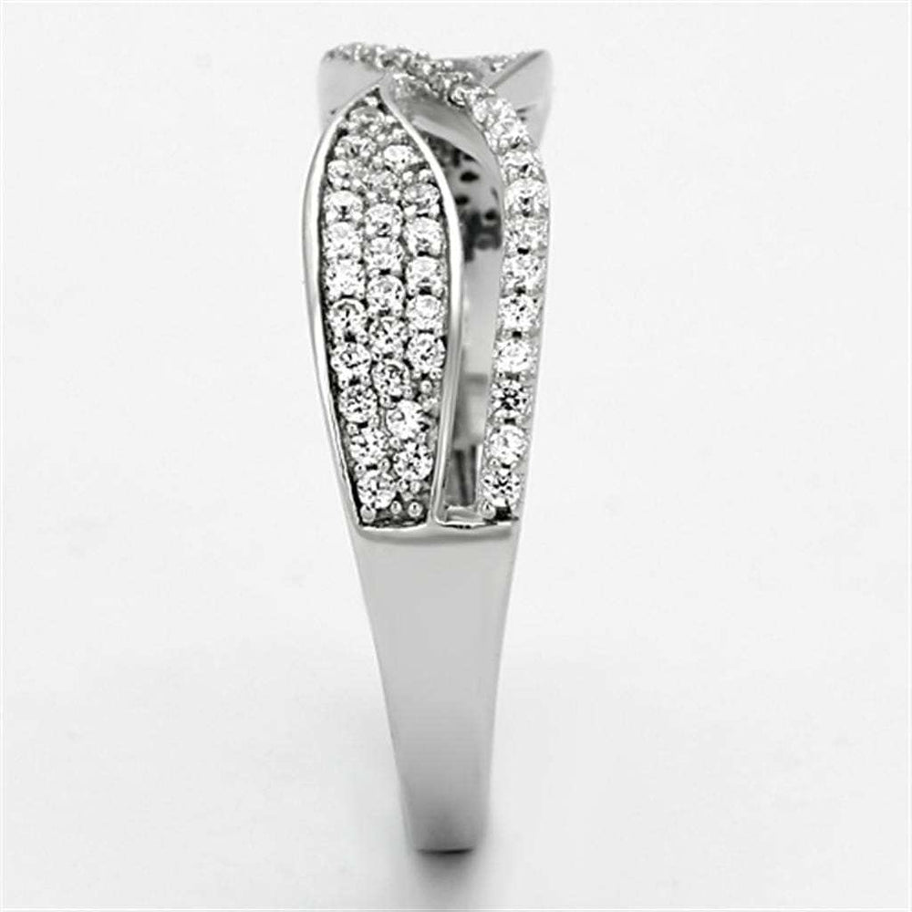 TS108 - Rhodium 925 Sterling Silver Ring with AAA Grade CZ in Clear - Alamode - Flyclothing LLC