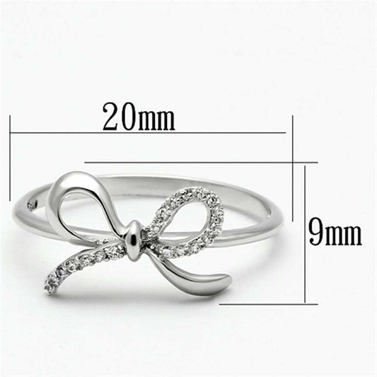 TS109 - Rhodium 925 Sterling Silver Ring with AAA Grade CZ in Clear - Alamode - Flyclothing LLC