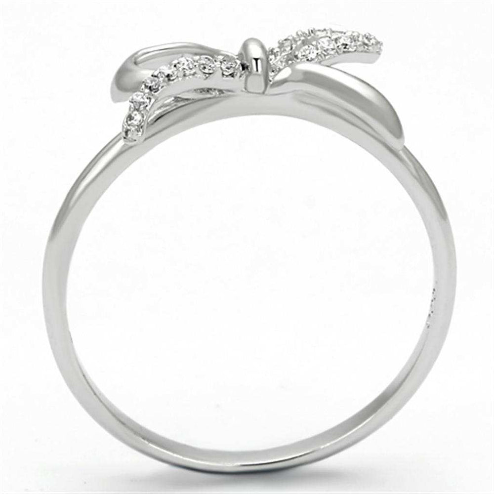 TS109 - Rhodium 925 Sterling Silver Ring with AAA Grade CZ in Clear - Alamode - Flyclothing LLC