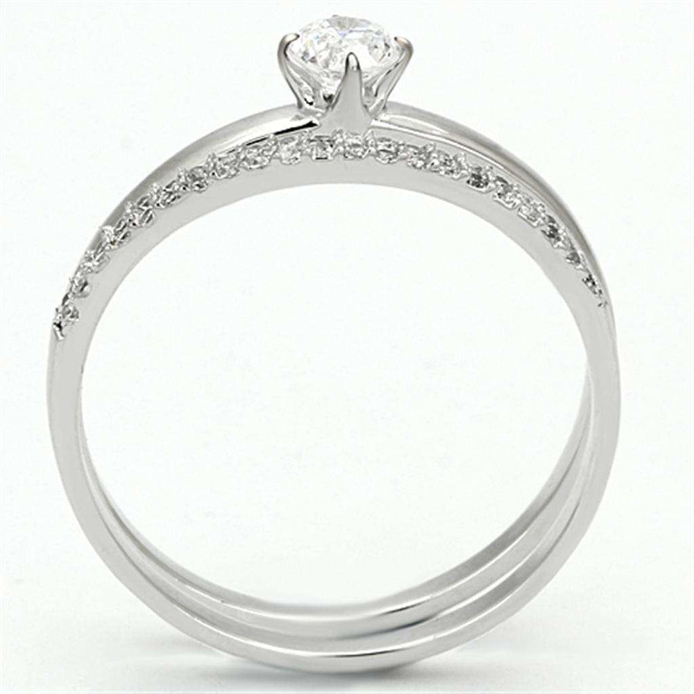 TS110 - Rhodium 925 Sterling Silver Ring with AAA Grade CZ in Clear - Alamode - Flyclothing LLC