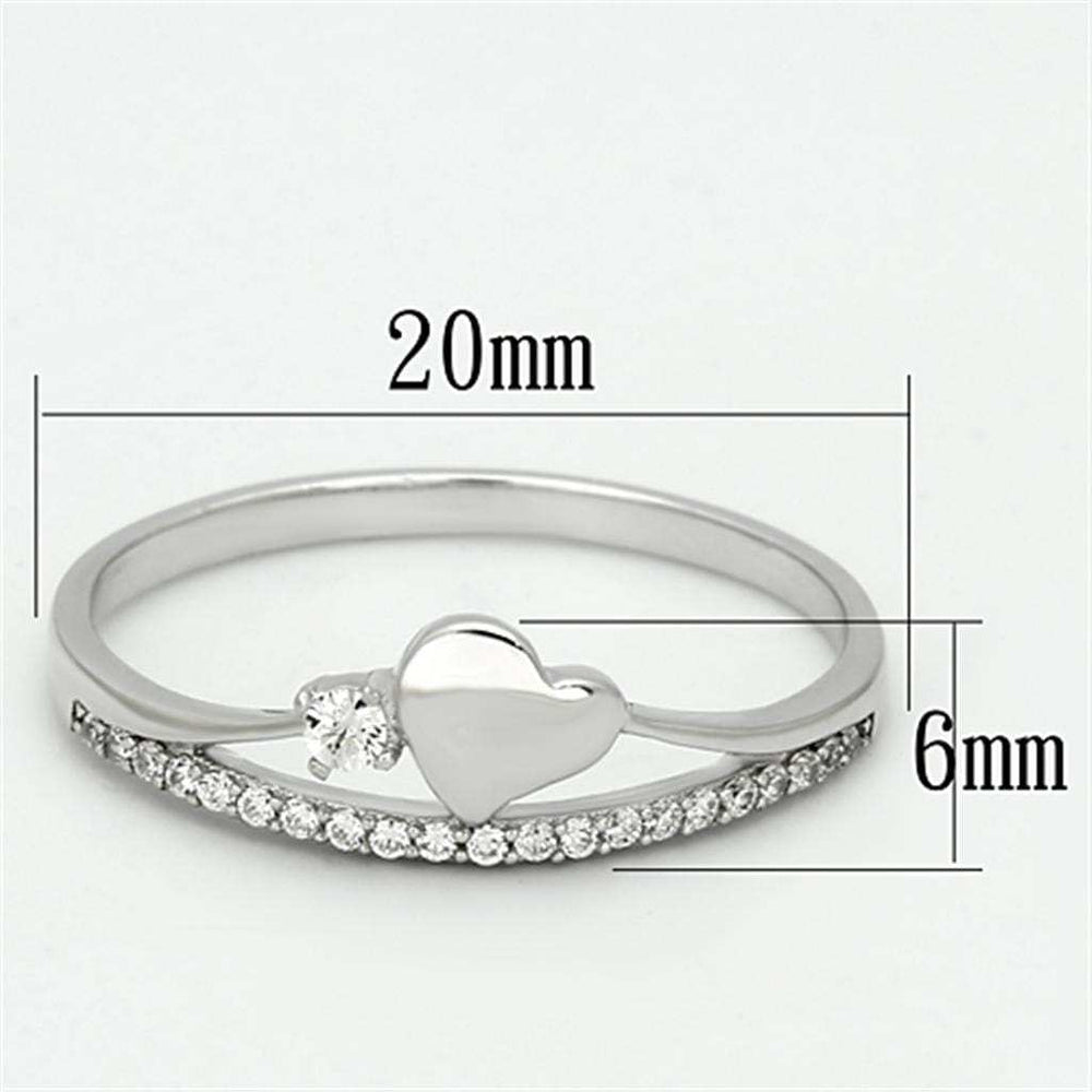 TS111 - Rhodium 925 Sterling Silver Ring with AAA Grade CZ in Clear - Alamode - Flyclothing LLC