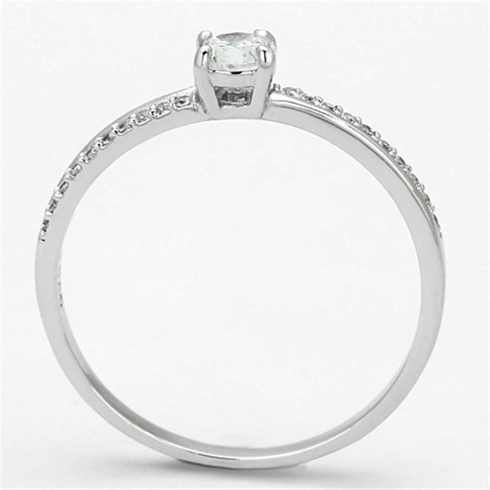 TS112 - Rhodium 925 Sterling Silver Ring with AAA Grade CZ in Clear - Alamode - Flyclothing LLC