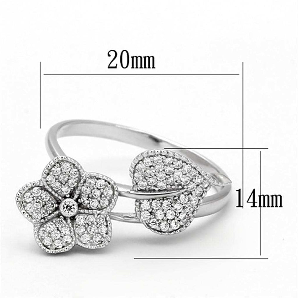 TS114 - Rhodium 925 Sterling Silver Ring with AAA Grade CZ in Clear - Alamode - Flyclothing LLC