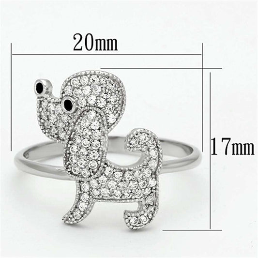 TS115 - Rhodium 925 Sterling Silver Ring with AAA Grade CZ in Black Diamond - Alamode - Flyclothing LLC