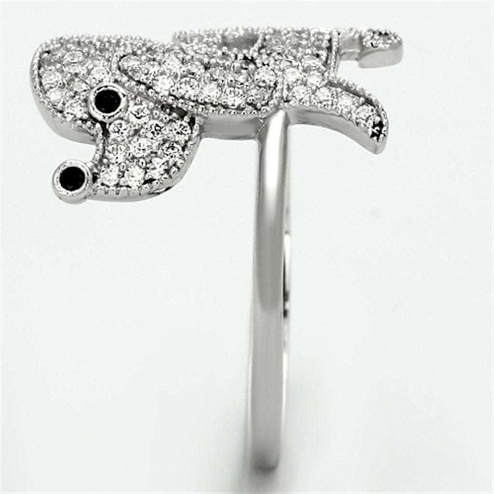 TS115 - Rhodium 925 Sterling Silver Ring with AAA Grade CZ in Black Diamond - Alamode - Flyclothing LLC