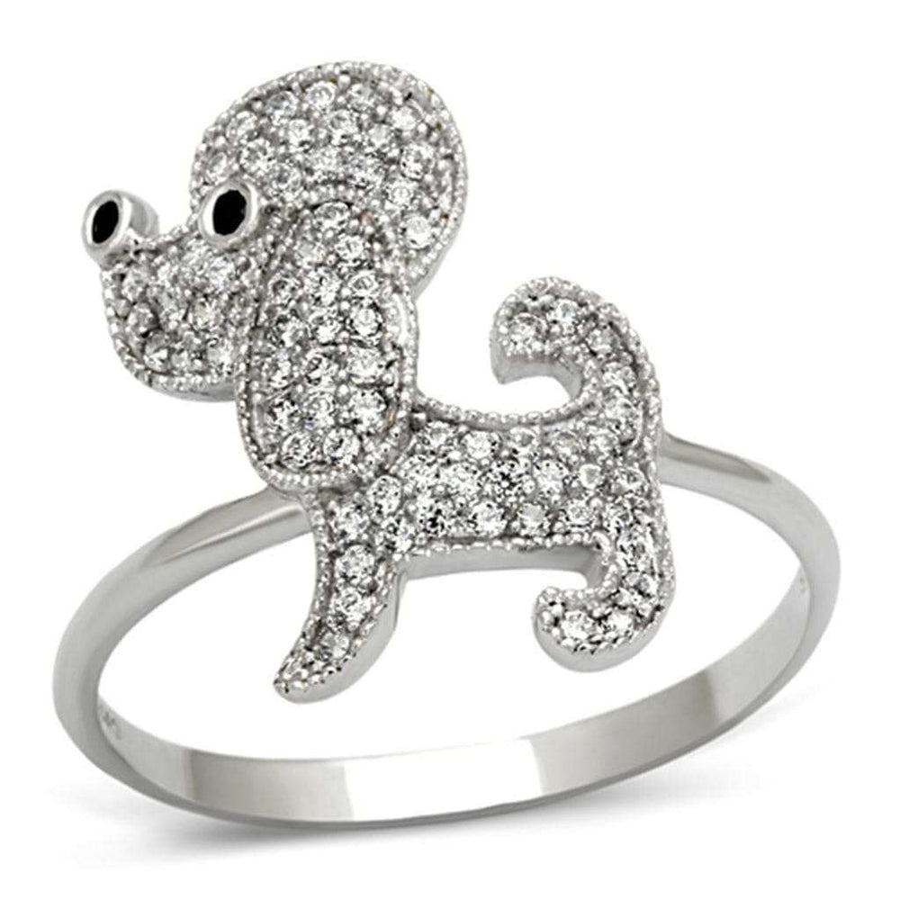 TS115 - Rhodium 925 Sterling Silver Ring with AAA Grade CZ in Black Diamond - Alamode - Flyclothing LLC