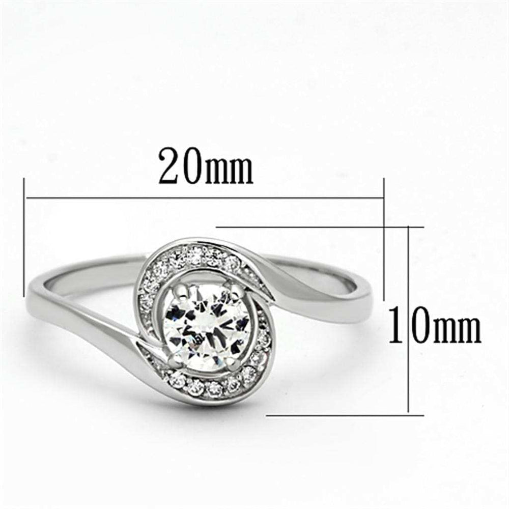 TS116 - Rhodium 925 Sterling Silver Ring with AAA Grade CZ in Clear - Alamode - Flyclothing LLC