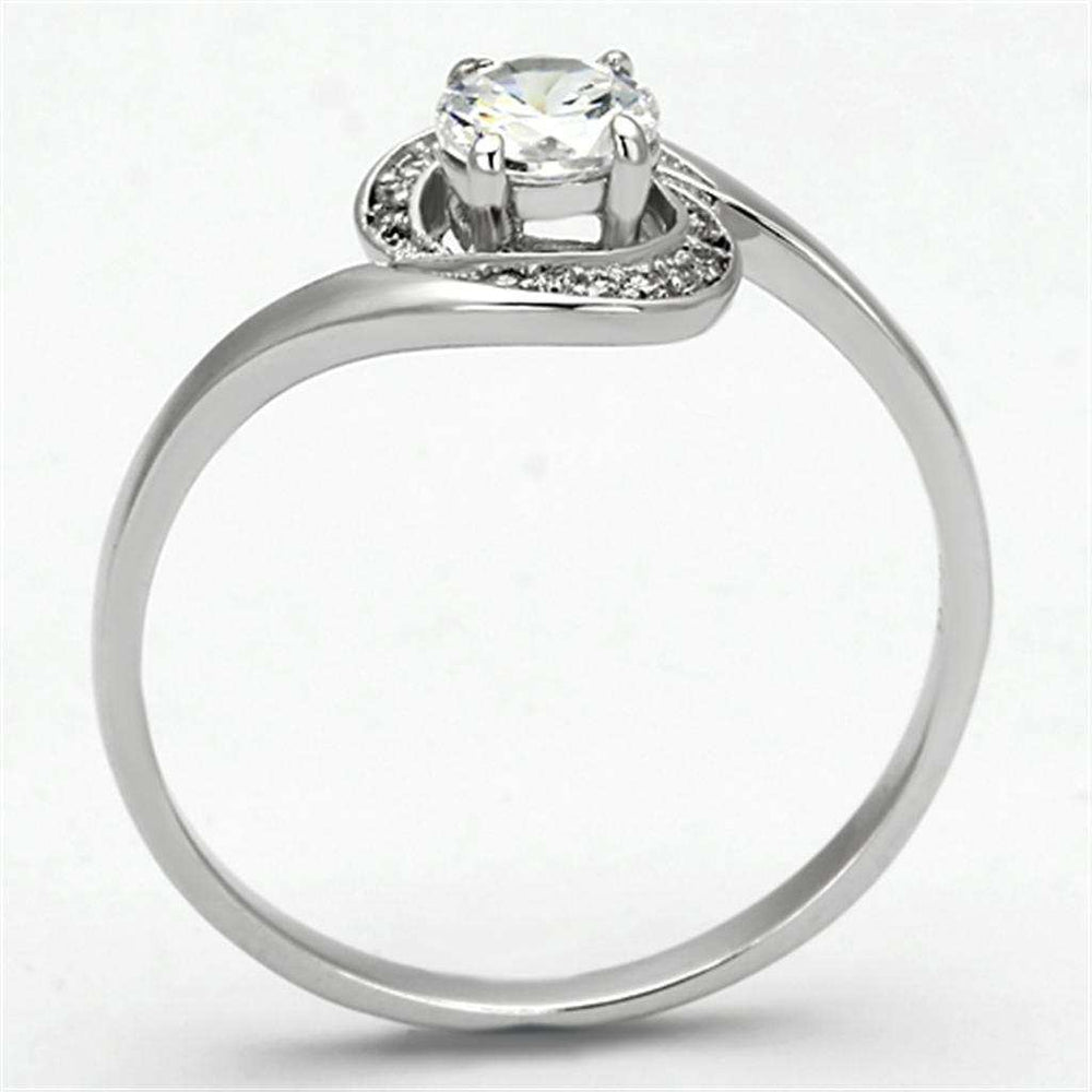 TS116 - Rhodium 925 Sterling Silver Ring with AAA Grade CZ in Clear - Alamode - Flyclothing LLC