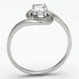 TS116 - Rhodium 925 Sterling Silver Ring with AAA Grade CZ in Clear - Alamode - Flyclothing LLC