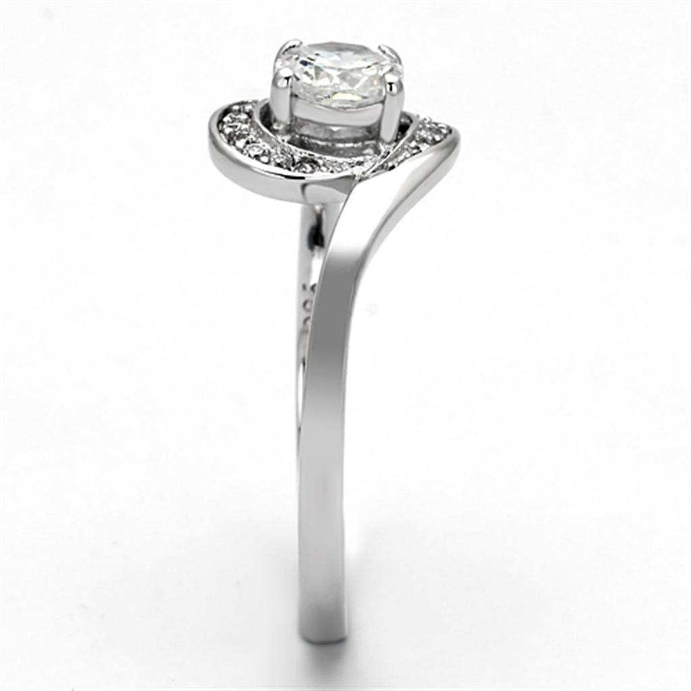 TS116 - Rhodium 925 Sterling Silver Ring with AAA Grade CZ in Clear - Alamode - Flyclothing LLC