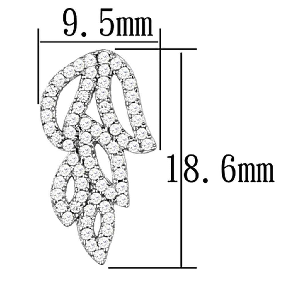 TS117 - Rhodium 925 Sterling Silver Earrings with AAA Grade CZ in Clear - Alamode - Flyclothing LLC