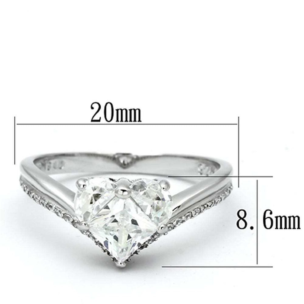 TS118 - Rhodium 925 Sterling Silver Ring with AAA Grade CZ in Clear - Alamode - Flyclothing LLC