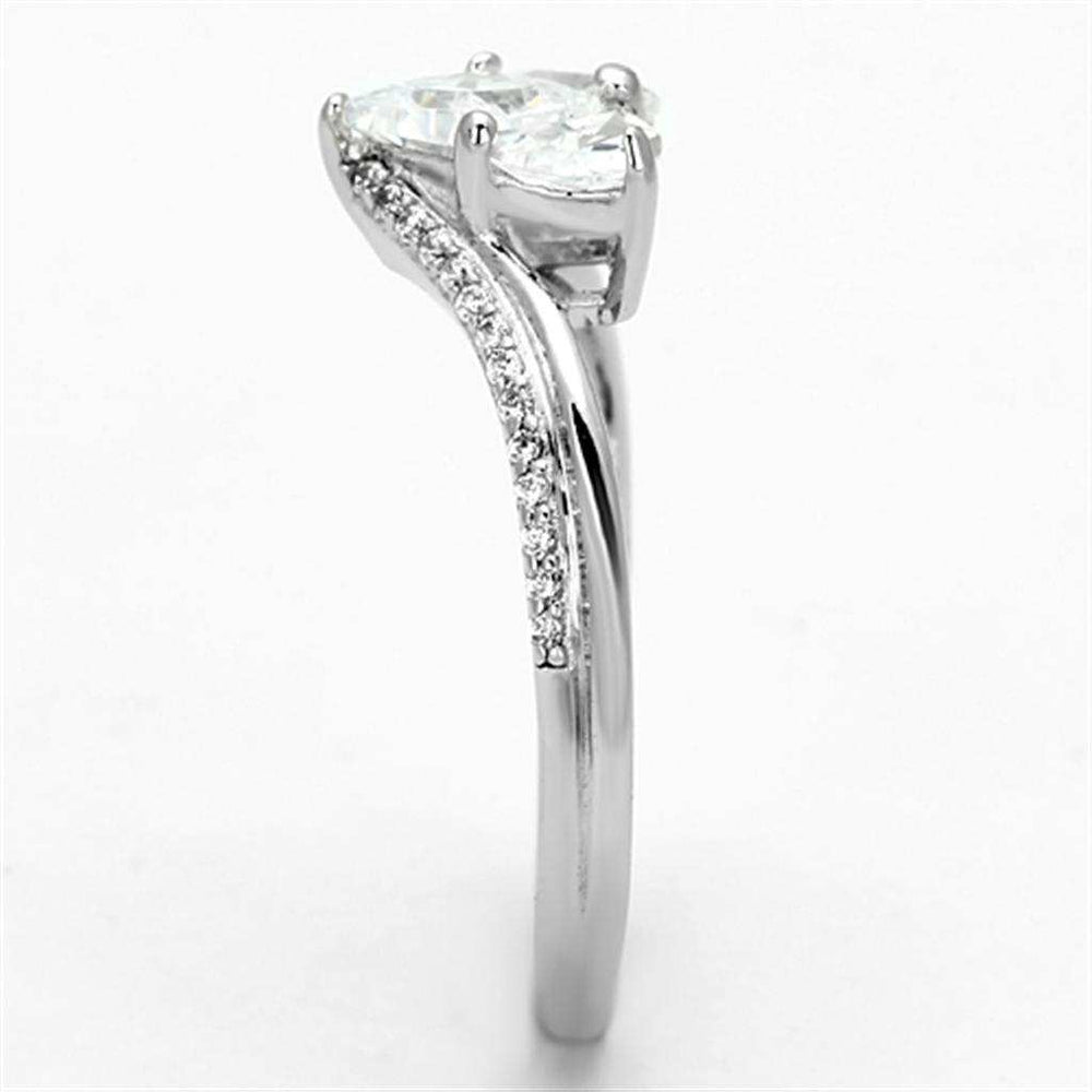TS118 - Rhodium 925 Sterling Silver Ring with AAA Grade CZ in Clear - Alamode - Flyclothing LLC