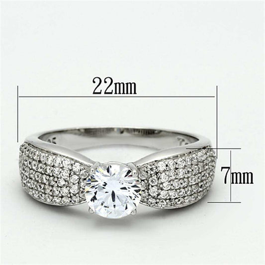 TS119 - Rhodium 925 Sterling Silver Ring with AAA Grade CZ in Clear - Alamode - Flyclothing LLC